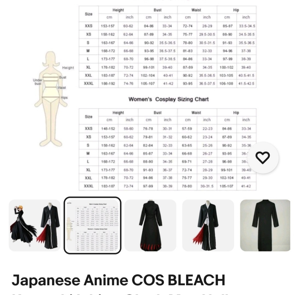 Cos Bleach Cloak Robe Costume Ichigo Kurasaki Robe Black and Red L/XL - Picture 10 of 10